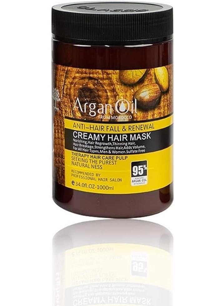 أرجان أويل زيت الأرغان المغربي (قناع للشعر) خالٍ من الكبريتات، مثالي للشعر التالف والجاف والمجعد والمتطاير - تركيبة مكثفة للشعر الناعم/الخفيف، آمن للشعر المصبوغ والمعالج بالكيراتين. - Image 1